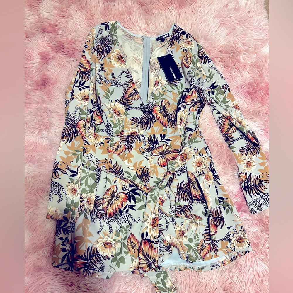 Floral Leopard print romper